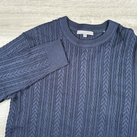 Slate & Stone Mens Size XL Navy Cable Wool Blend Sweater Waffle Knit - Picture 1 of 13